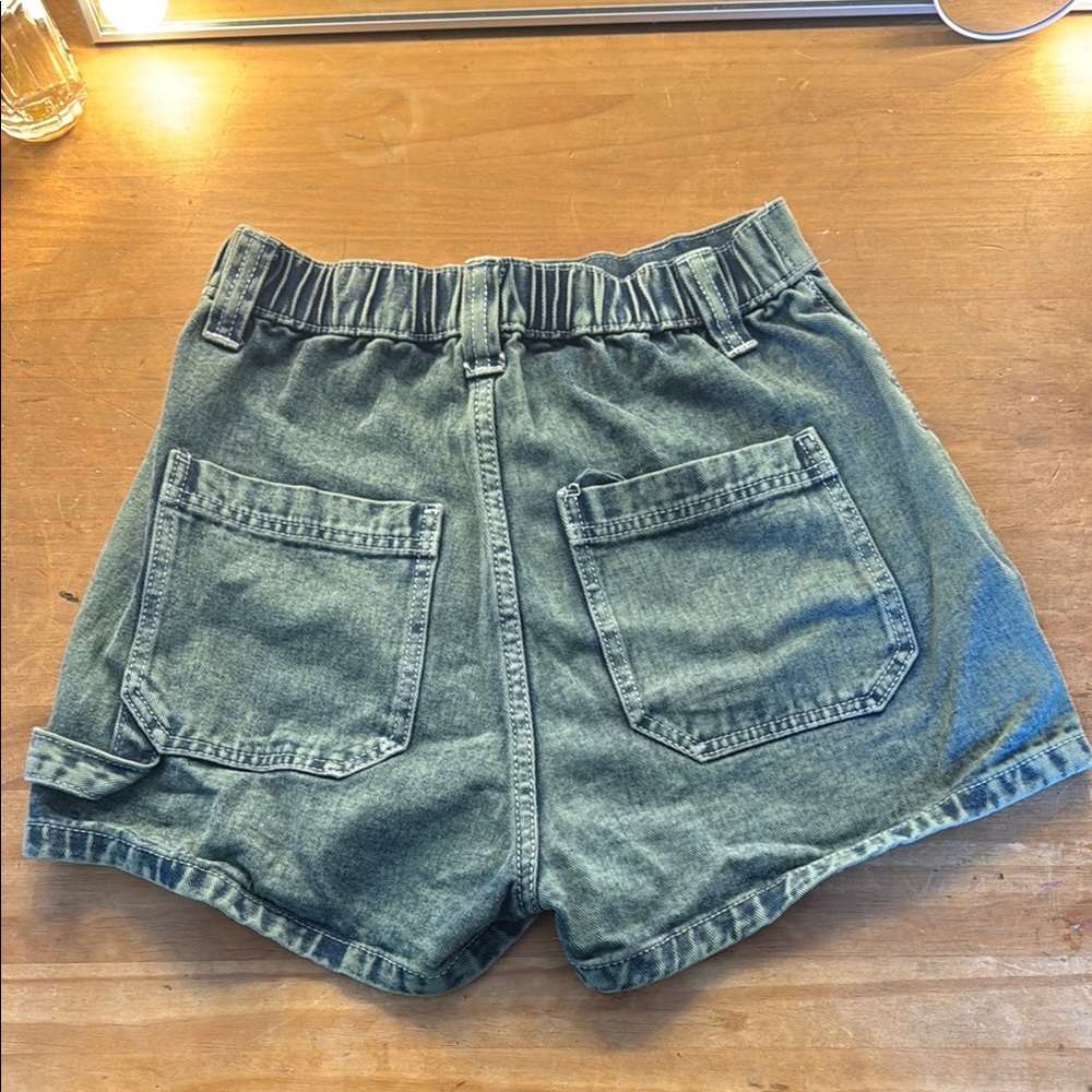 Women's Green/Blue Faded Wash Denim Shorts
